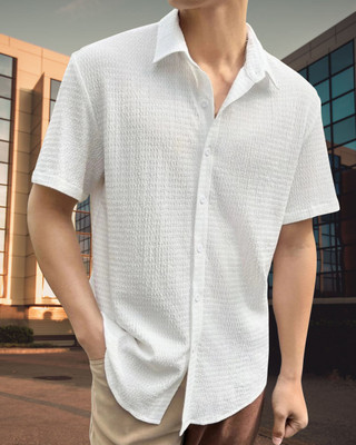 METRONAUT Men Self Design Casual White Shirt
