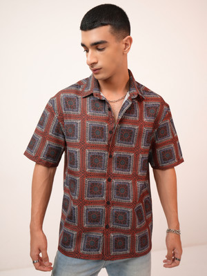 HIGHLANDER Men Printed Casual Brown Shirt