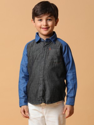 TALES & STORIES Baby Boys Color Block Casual Black Shirt