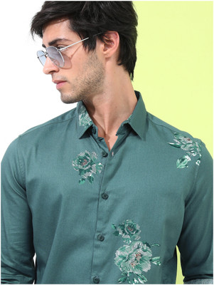 HIGHLANDER Men Printed Casual Light Green, Beige, Brown Shirt