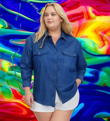 Wingzss Women Solid Casual Blue Shirt