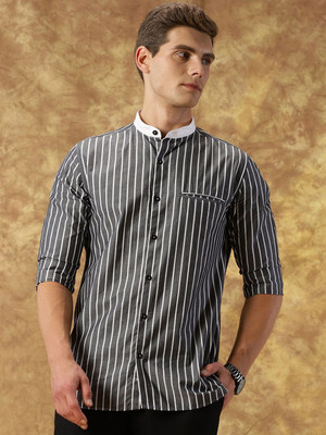 INVICTUS Men Striped Casual Black Shirt
