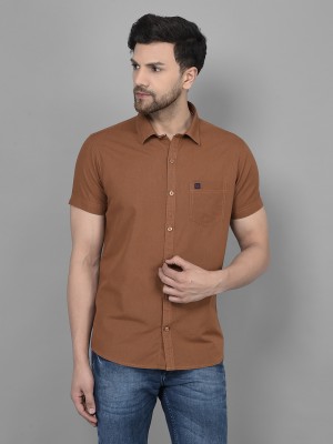 Canary London Men Solid Casual Brown Shirt