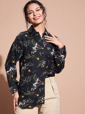 Dressberry Women Printed Casual Black Shirt