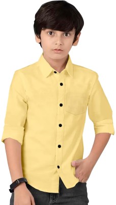 HG TAX Boys Solid Casual Yellow Shirt