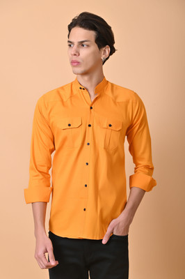 Lee Cross Men Solid Casual Orange Shirt