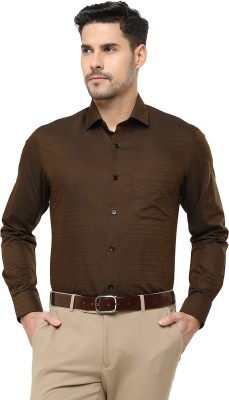 Greenfibre Men Striped Formal Brown Shirt