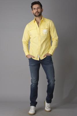 ROOKIES Men Solid Casual Yellow Shirt