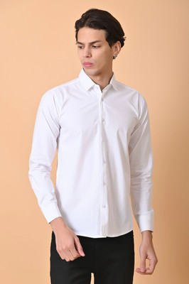 Pactimo Men Solid Casual White Shirt