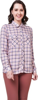 NUEVOSDAMAS Women Checkered Casual Pink Shirt