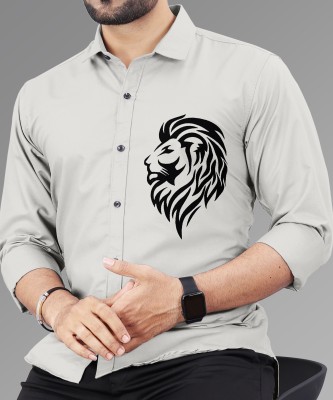 VeBNoR Men Printed Casual Grey Shirt