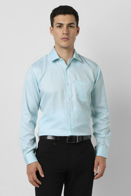 VAN HEUSEN Men Self Design Formal Light Blue Shirt