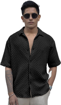 NexaFlair Men Striped Casual Black Shirt