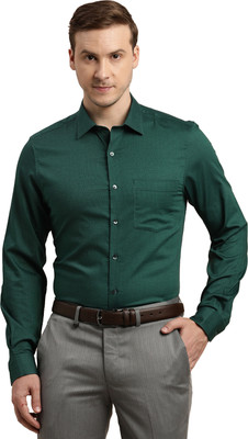TURTLE Men Self Design Formal Green Shirt