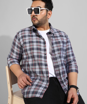 Instafab Plus Men Checkered Casual Blue Shirt