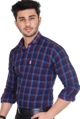 Arthz Fashion Men Checkered Casual Blue, Red Shirt