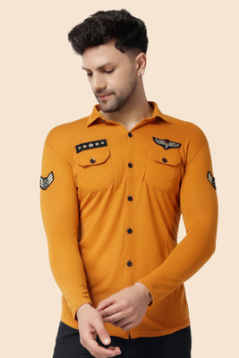 Blisstone Men Solid Casual Gold Shirt