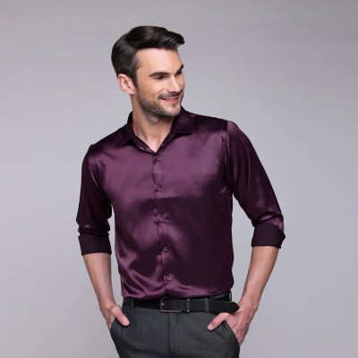 RADHEEFAB Men Solid Formal Purple Shirt