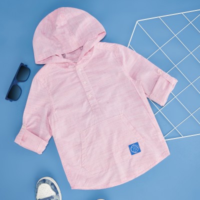 Pantaloons Junior Boys Solid Casual Pink Shirt