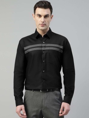 Hancock Men Striped Formal Black, Grey Shirt