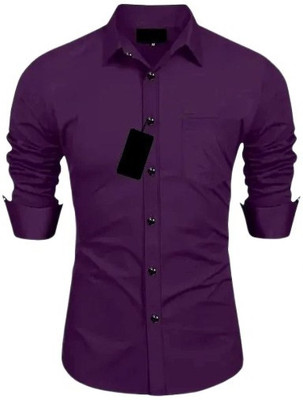 UNNATI TRENDS Men Solid Formal Purple Shirt