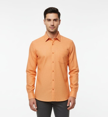 KUMAR Men Solid Formal Orange Shirt