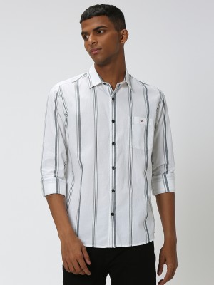 MUFTI Men Striped Casual White Shirt