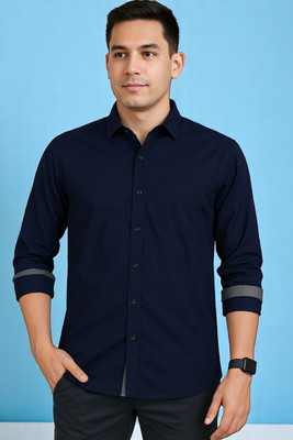 MANTRATEXTILESS Men Self Design Casual Blue Shirt(Pack of 2)
