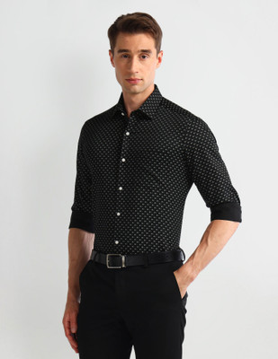ARROW Men Printed Formal Black Shirt