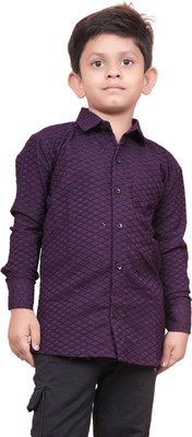 GBHFASHION Boys Self Design Casual Purple Shirt