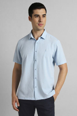 Simon Carter London Men Solid Casual Light Blue Shirt