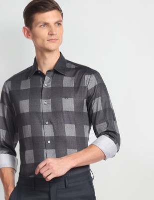 ARROW Men Checkered Formal Blue Shirt