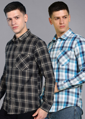 Moda Rapido Men Checkered Casual Multicolor Shirt(Pack of 2)