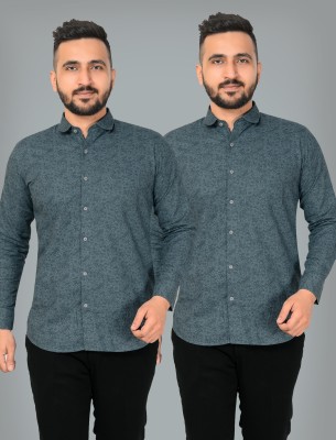 Wirlie bentier Men Floral Print Casual Blue, Green Shirt(Pack of 2)