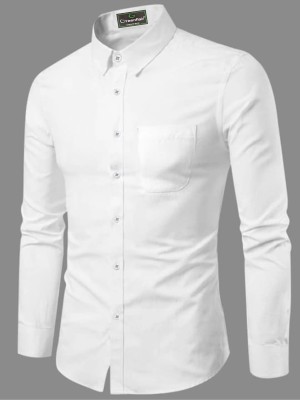 BG TEX Men Solid Casual White Shirt