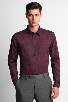 LOUIS PHILIPPE Men Printed Formal Maroon Shirt