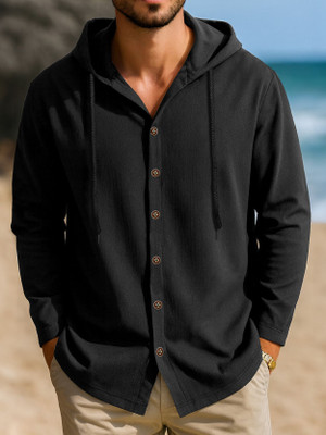 EyeBogler Men Solid Casual Black Shirt