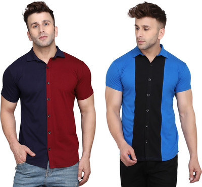 GEUM Men Solid Casual Multicolor Shirt(Pack of 2)