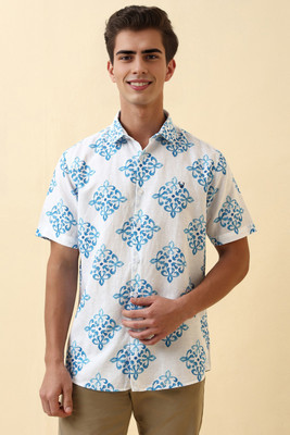 Allen Solly Men Printed Casual White, Blue Shirt