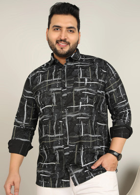 METRONAUT PLUS Men Printed Casual Black, Beige Shirt