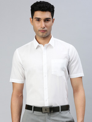 Ramraj Cotton Men Solid Formal White Shirt