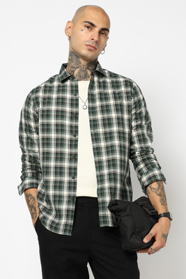 Blue Buddha Men Checkered Casual Blue Shirt