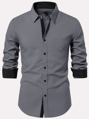 EyeBogler Men Self Design Casual Black Shirt