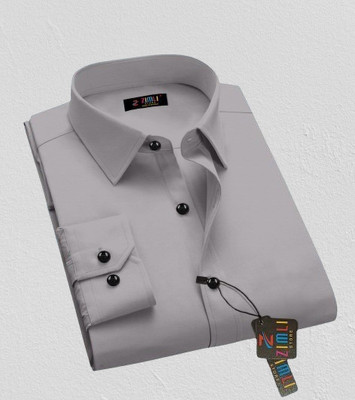 PAVITRAHUB Men Solid Formal Grey Shirt