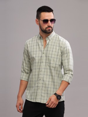 Paul Street Men Checkered Casual Grey, Dark Blue Shirt