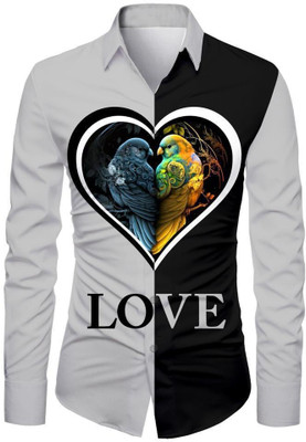 HERIN ENTERPRISE Men Printed, Color Block Casual Grey Shirt