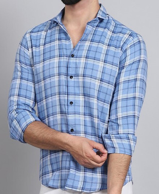 Dark Age Men Checkered Casual Light Blue Shirt