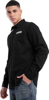 WROGN Men Solid Casual Black Shirt