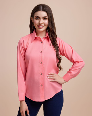 harshiv Women Solid Casual Pink Shirt