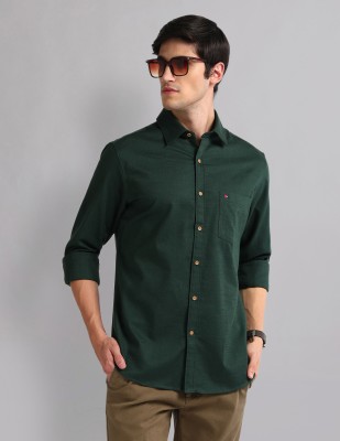 AD by Arvind Men Solid Casual Green Shirt